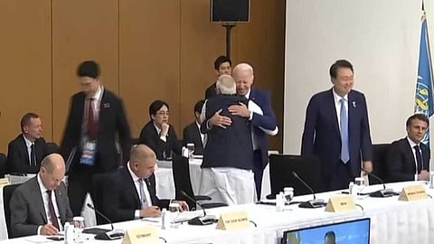 Modi greets US President with tight hug at G7 Summit in Japan