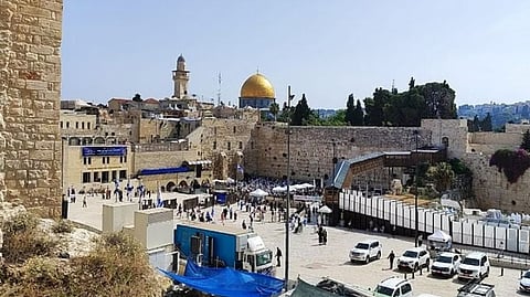The Western Wall, with the Dome of the Rock, in Jerusalem as the city prepares to celebrate Jerusalem Day