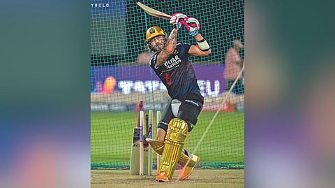 RCB captain Faf du Plessis at a training session.