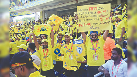 Fans watch the Chennai-Punjab match live at the MA Chidambaram Stadium as part of the Whistle Podu Express initiative