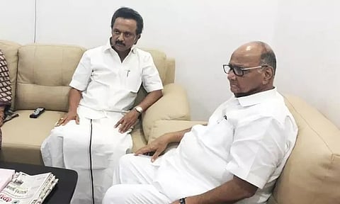 Chief Minister M K Stalin  with NCP president Sharad Pawar
