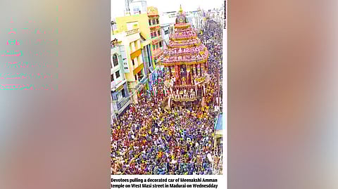 Devotees fill four Masi streets to join Meenakshi temple car fest