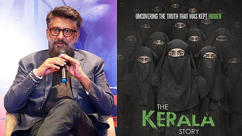 Vivek Agnihotri (left); Poster of 'The Kerala Story'