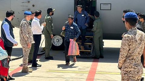 Indian evacuees reach Jeddah from Sudan, under Operation Kaveri, on Wednesday.