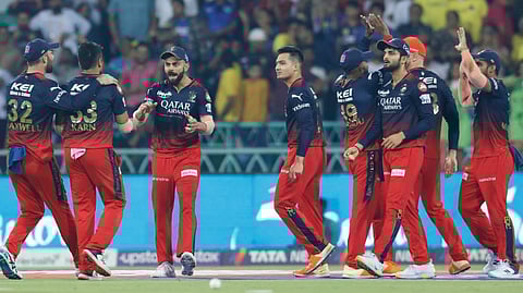 RCB players celebrating the win.