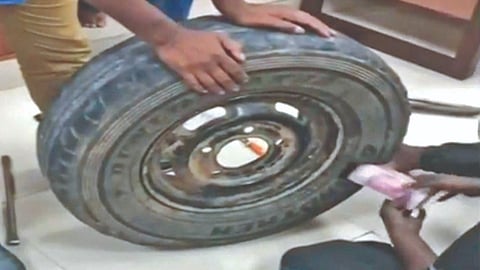 Cash seized from car tyre