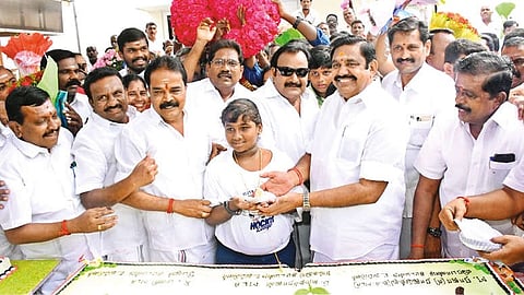 Edappadi K Palaniswami celebrating his birthday in Salem on Friday