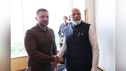 Prime Minister Narendra Modi with Ukrainian President Volodymyr Zelenskyy