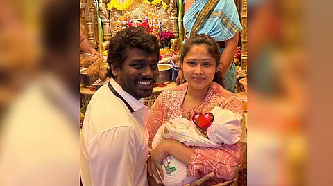 Atlee with his wife Priya Atlee and their baby boy