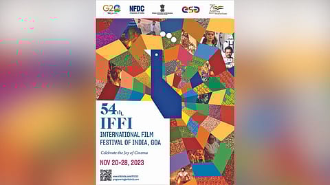 The official poster of the upcoming 54th International Film Festival of India at the Indian Pavilion at Cannes 2023