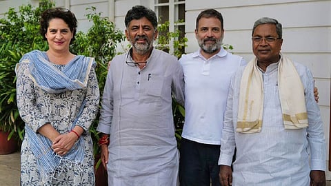 Priyanka Gandhi, DK Shivakumar , Rahul Gandhi, Siddaramaiah