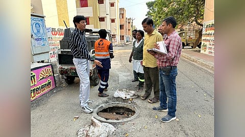 Greater Chennai Corporation commissioner J Radhakrishnan inspecting the works