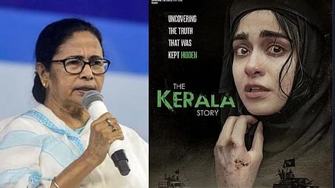West Bengal CM Mamata Banerjee (left); Poster of 'The Kerala Story'