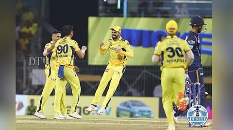 CSK players celebrating the win.