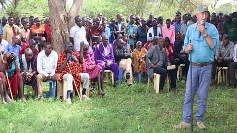 The Kenya Wildlife Service meets with local residents to address human-wildlife conflict in Kajiado South Sub County
