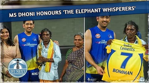 MS Dhoni honours 'The Elephant Whisperers' Bomman and Bellie