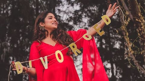 The woman who is celebrating her divorce