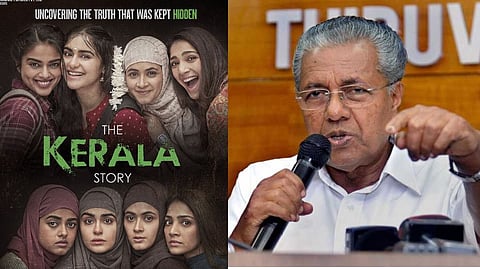 Poster of 'The Kerala Story' (left); Kerala Chief Minister Pinarayi Vijayan