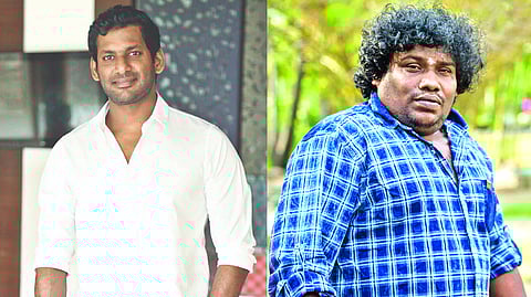 (L) Vishal; Yogi Babu (R)