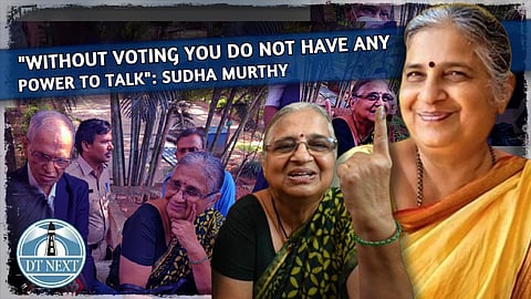 K'taka polls: Sudha Murthy casts her vote in Bengaluru
