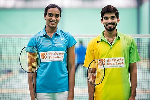 Olympic silver-medallist PV Sindhu (R) and World No 2 Kidambi Srikanth (L)