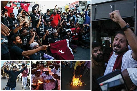 Protesters shouted slogans, burned CSK tickets and jersey (R) MLA Thamimun Ansari being arrested