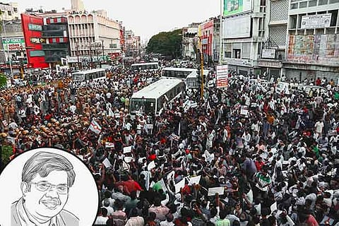 Cauvery protest to stop IPL match (Inset: K Chandru)