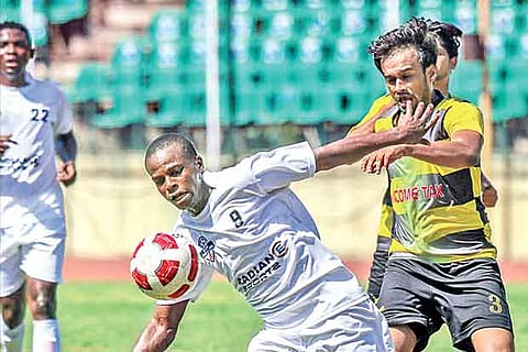 Action during the Chennai FC versus Income Tax in the CFA Senior Division League