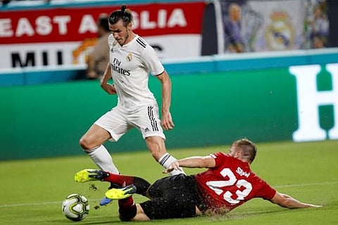 Real Madrid's Gareth Bale in action at Hard Rock Stadium, Miami