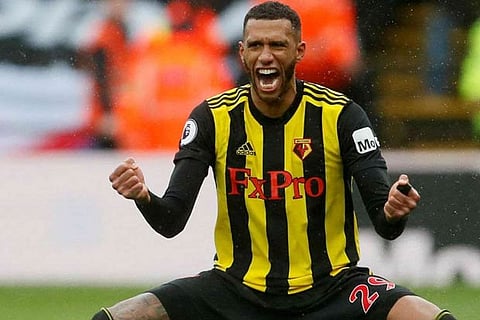 Watford's Etienne Capoue celebrates at the end of the match