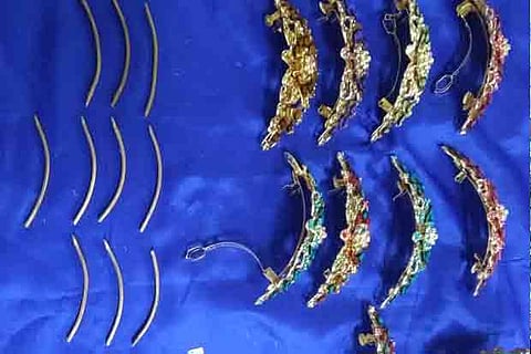 The gold concealed in hair clips seized  from a passenger on Sunday