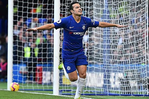 Pedro celebrates after scoring a goal