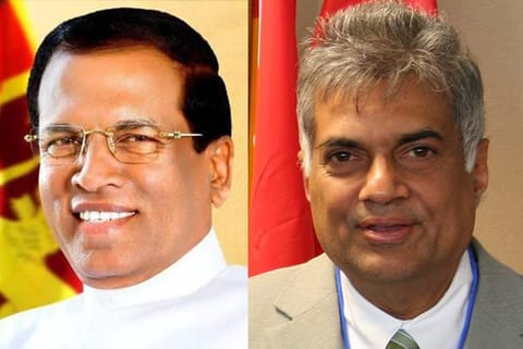 Image: (Left)Maithripala Sirisena, Ranil Wickremesinghe