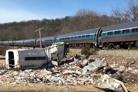 An Amtrak passenger train carrying Republican members of the U.S. Congress from Washington.(Reuters)