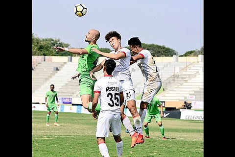 Action during the match between Chennai City FC and Shillong Lajong