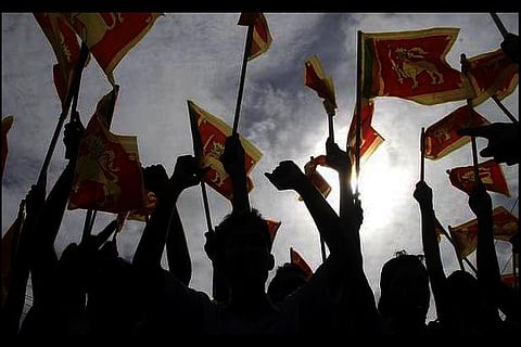 Protestors holding Sri Lankan flags.(File photo: AP)
