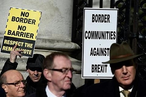 File photo of anti-Brexit campaigners, Borders Against Brexit protest