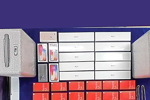 The mobile phones seized at the airport