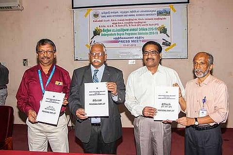 Tanuvas officials release the rank list for admissions in Chennai