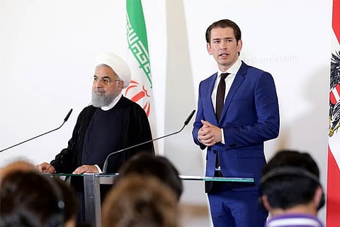 Iran's President Hassan Rouhani and Austria's Chancellor Sebastian Kurz
