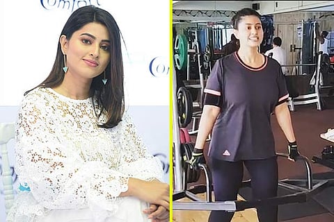 Actress Sneha Prasanna during one of her gym sessions (R)