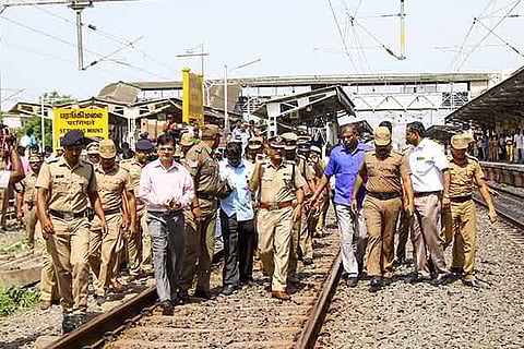 Police at the site of the Mount mishap