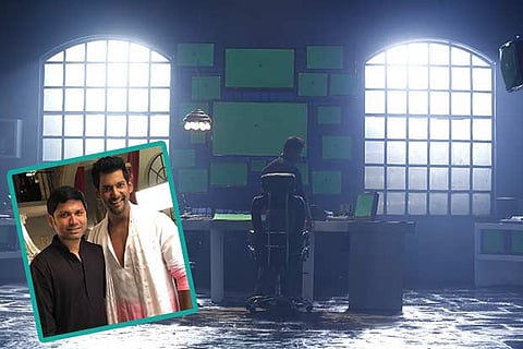 A still from the set of Irumbu Thirai (inset) Umesh Kumar with Vishal