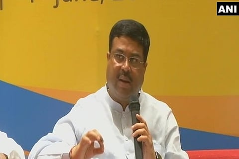 Petroleum minister Dharmendra Pradhan speaking at Dahej