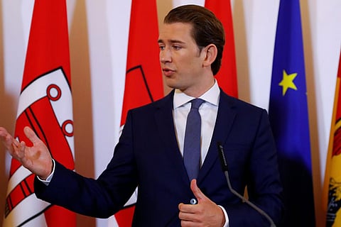 Austrian Chancellor Sebastian Kurz attends a news conference in Vienna, Austria