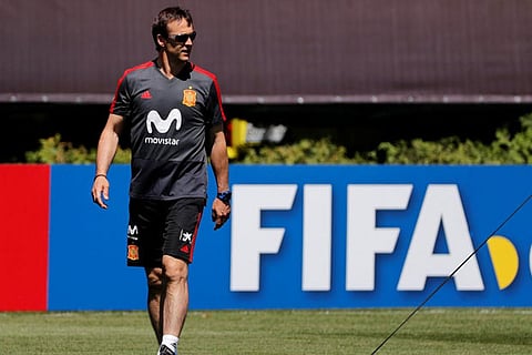 Spain coach Julen Lopetegui during training