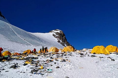 Trash surrounds Mount Everest's Camp 4