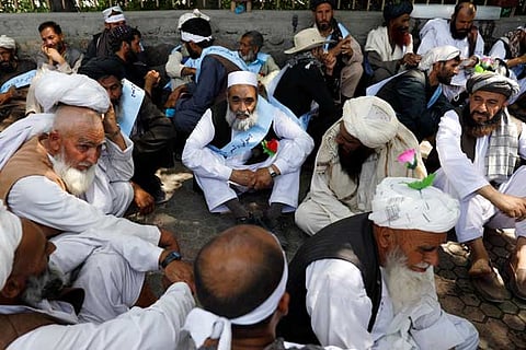 Afghan peace marchers arrive in Kabul, Afghanistan