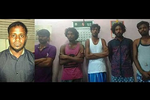 (left)Boxer Murali; Right: the suspects in the murder of Boxer Murali