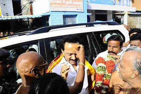 Recent photo of Stalin visiting Srirangam temple